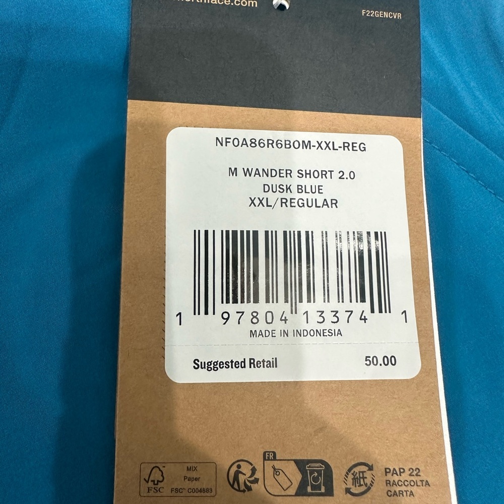 The‎ North Face Men’s Wander Shorts 2.0 Dusk Blue Size XXL NWT - Picture 6 of 7